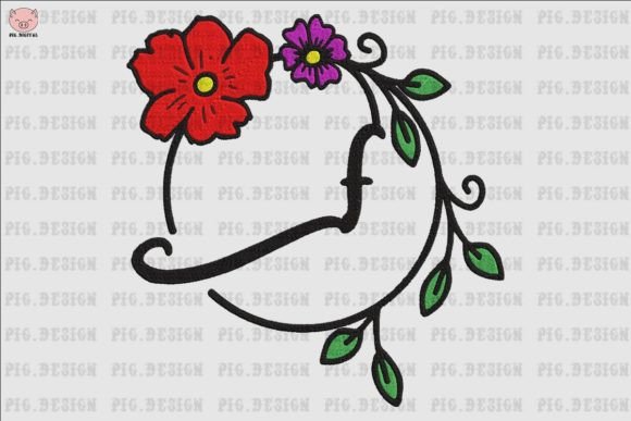 Flower Font F: A Delicate, Heartfelt Embroidery Choice