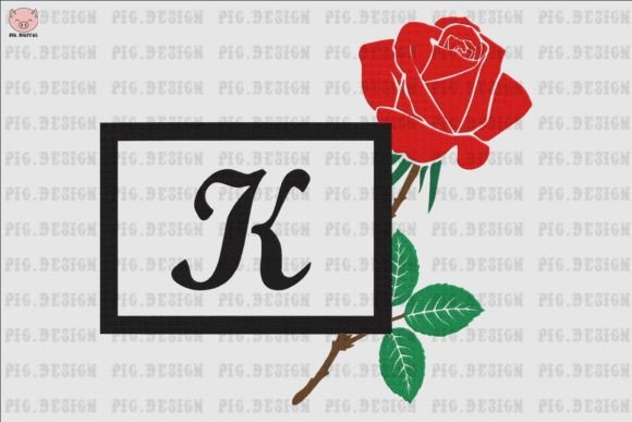 Rose Font K Embroidery Design