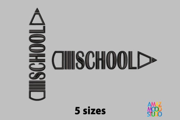 School Pencil Black Embroidery Design