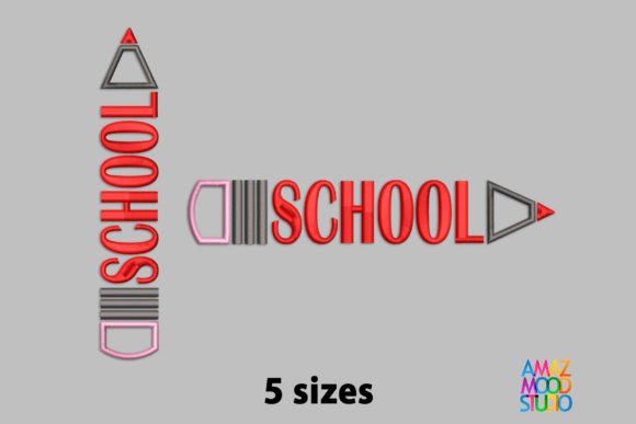 School Pencil Color Embroidery Design